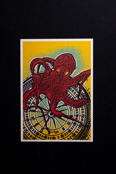 Octopus - postcard - originální pohlednice XL