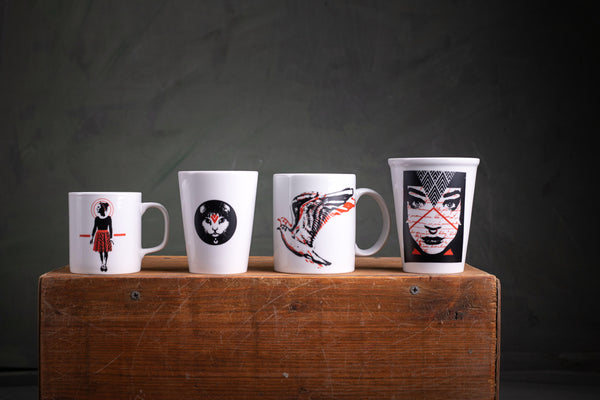 "Koki" porcelain cup with HANDLE - S (kuba) originální hrnek