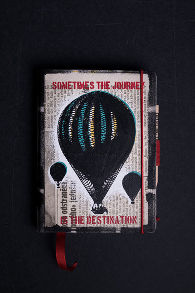 originální zápisník deník streetart dekorace dárek handmade létání horkovzdusny balon