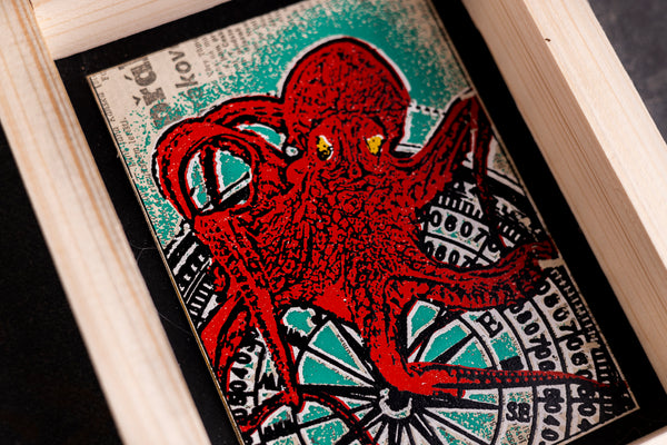 Octopus original print with frame S originální obrázek