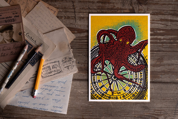 Octopus - postcard - originální pohlednice  Medium