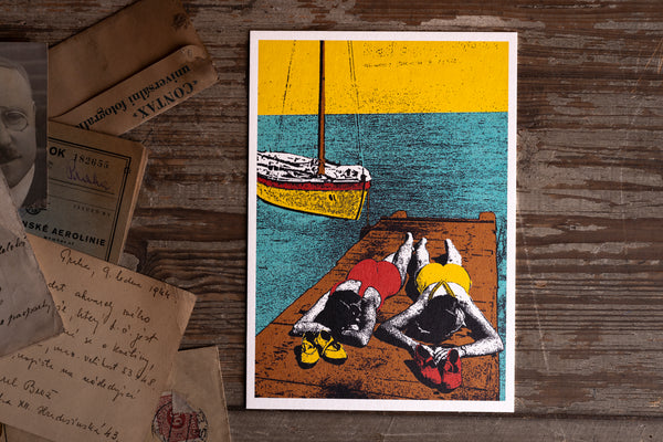 Sunbath - postcard - originální pohlednice XL