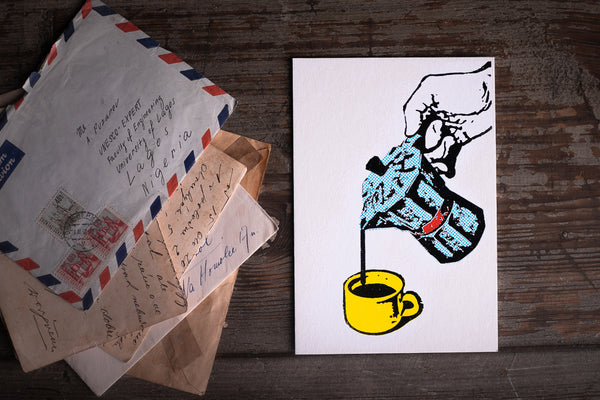Coffee saves my life - postcard - originální pohlednice