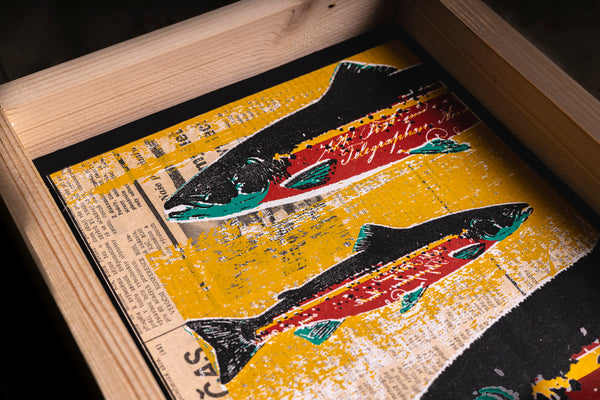 SALMON original print with frame XL originální obrázek