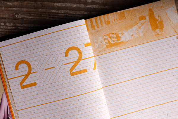 january-page-detail.jpg — Close-up of the January weekly page divider in the diary