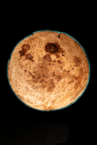 Top view of the Evie maple burl bowl showing its unique grain and burl pattern.
