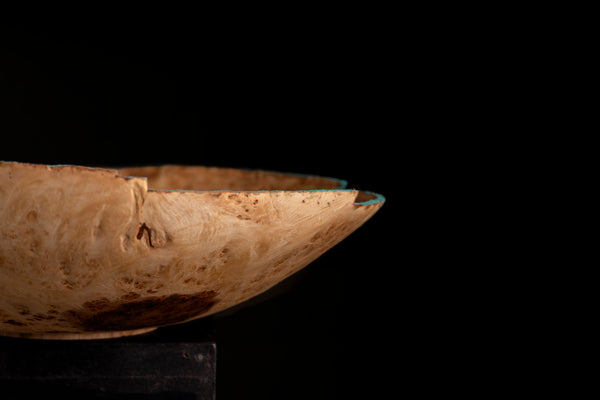 One-of-a-kind maple burl vessel Evie, turned from a park tree in Prague.
