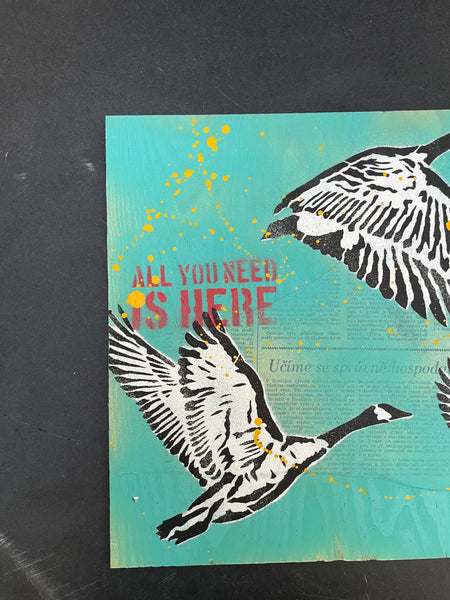 Wild goose - originální sprejovaný obraz - blue