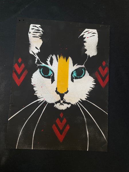 Cat - originální sprejovaný obraz