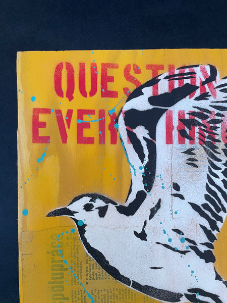 Seagull yellow - originální sprejovaný obraz