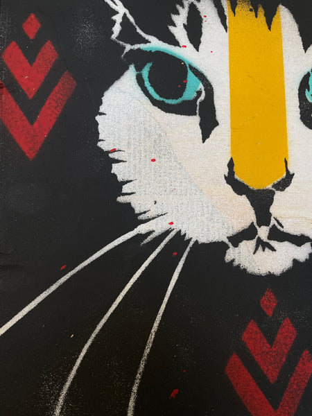 Cat - originální sprejovaný obraz