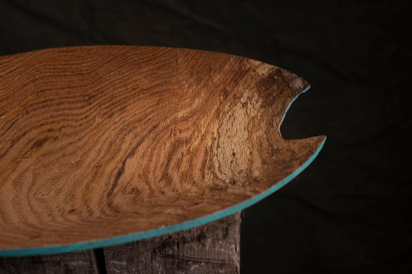 Top view of Shunammite oak bowl with irregular rim
