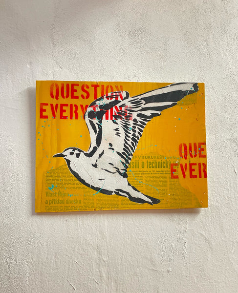 Seagull yellow - originální sprejovaný obraz