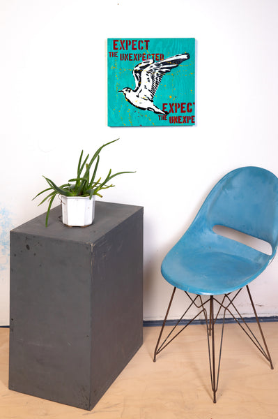 Seagull blue - originální sprejovaný obraz