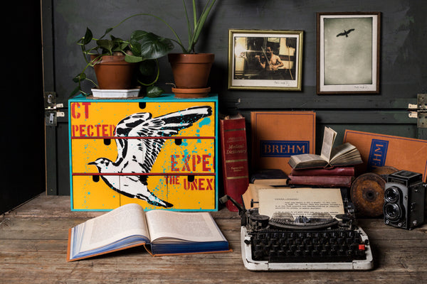 notebook originální zápisník deník streetart dekorace dárek handmade komoda nábytek design